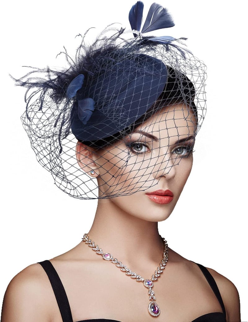 DRESHOW Fascinators Hat Feather Headband Women's Fascinators Tea Party Headwear with Clip Flower Head Band for Girls & Women - Image 1